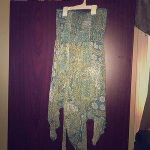 Flower pattern strapless shirt size L